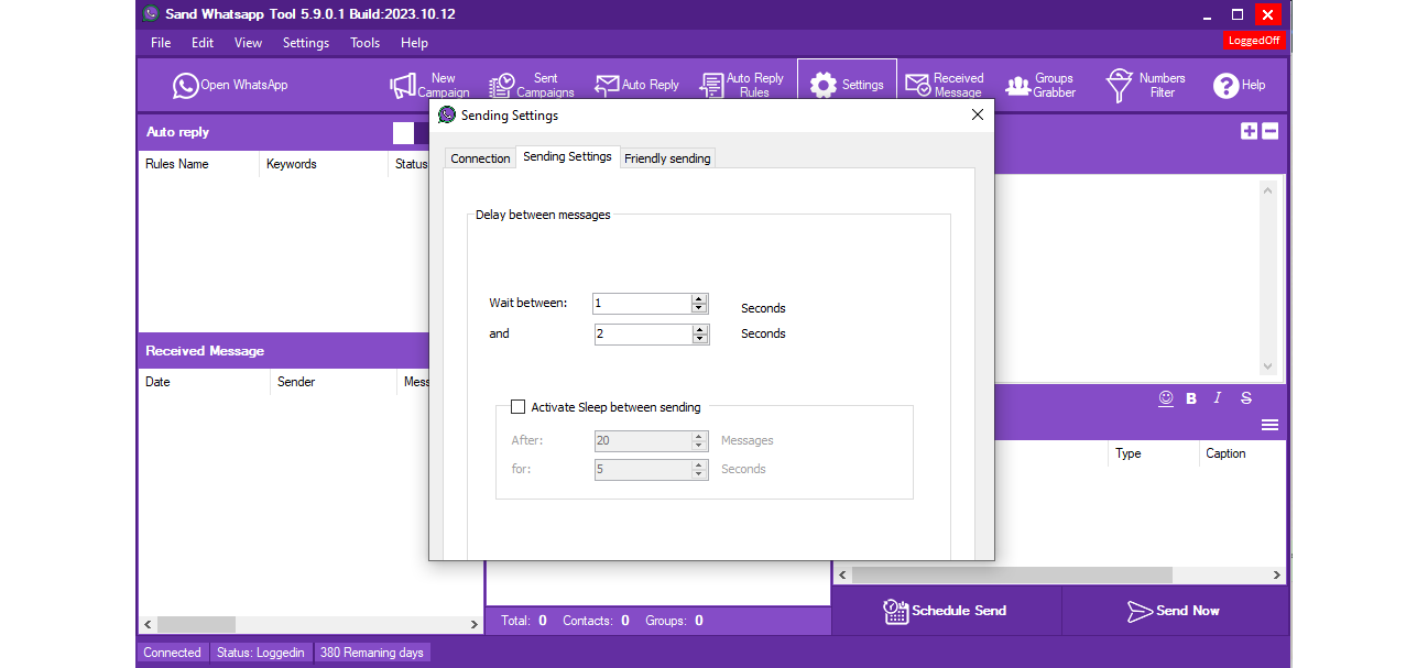 Sending Settings